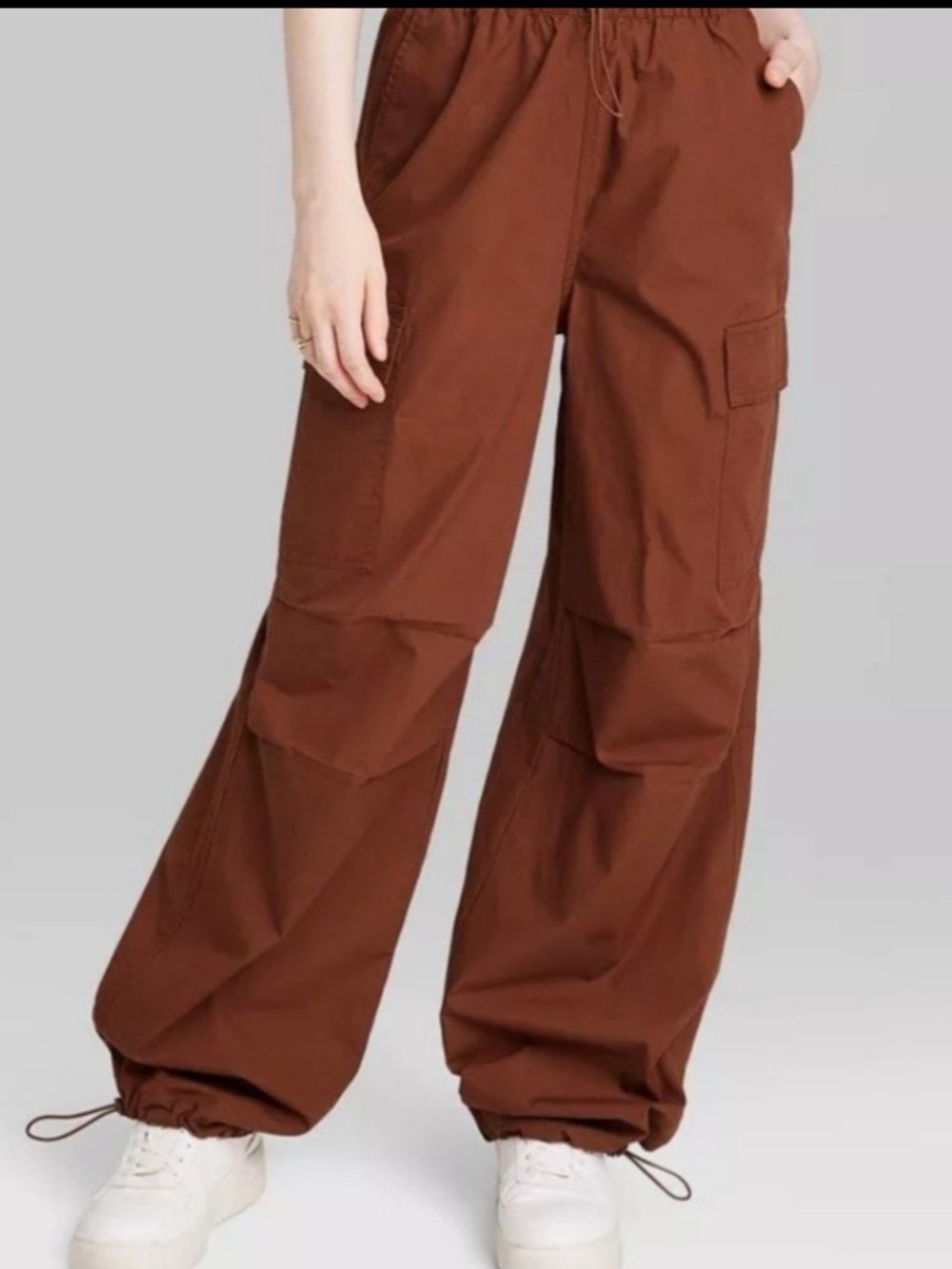 Wild Fable Women's Brown Mid Rise Relaxed Cargo Parachute Pants Size Medium